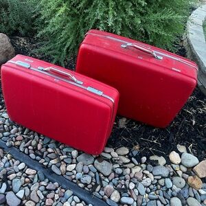 Vintage Red Suitcases (2)
